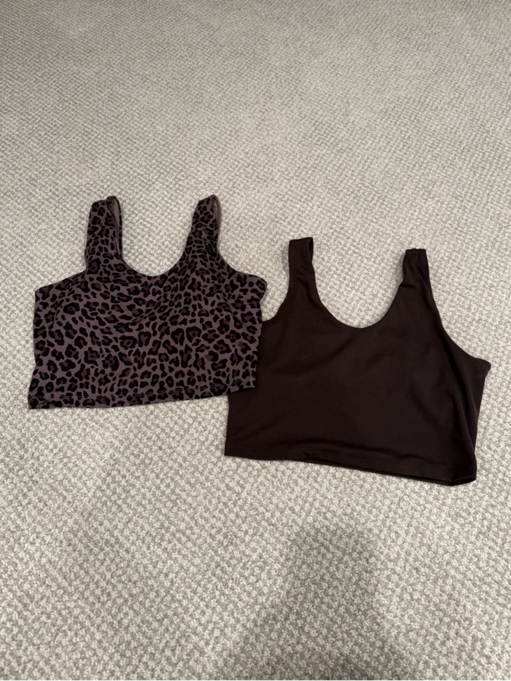 Yogalicious Women's Long Line Crop Tanks 2-Pack — Dark Brown & Brown Leopard